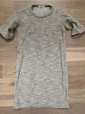 Humanoid Textured Beige Knit T-Shirt Dress